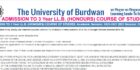 Burdwan University LLB Admission 2025 form fill up