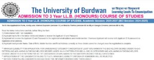 Burdwan University LLB Admission 2025