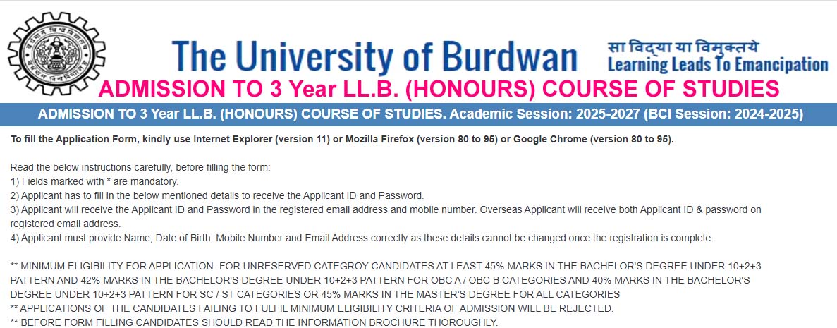 Burdwan University LLB Admission 2025