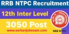 RRB NTPC 12th Level Recruitment 2025 Undergraduate UG Apply Online for 3050 Post, Notification PDF