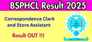 BSPHCL Correspondence Clerk Result 2025 Out