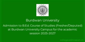 Burdwan University’s Distance (CDOE)  B.Ed. 2nd Provisional Merit List for 2025-2027