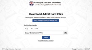 Chandigarh JBT Teacher Admit Card 2025 Link