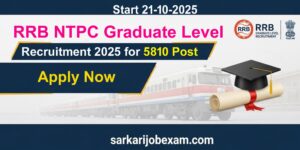 RRB NTPC Graduate Level Recruitment 2025 for 5810 Post Apply Online Form Start Now