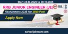 RRB Junior Engineer (JE) Recruitment 2025 for 2569 apply now