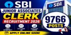 SBI Junior Associates Clerk Recruitment 2026 for 9766 Posts
